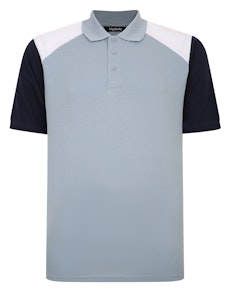 Bigdude Colour Block Twill Polo Shirt Pale Blue